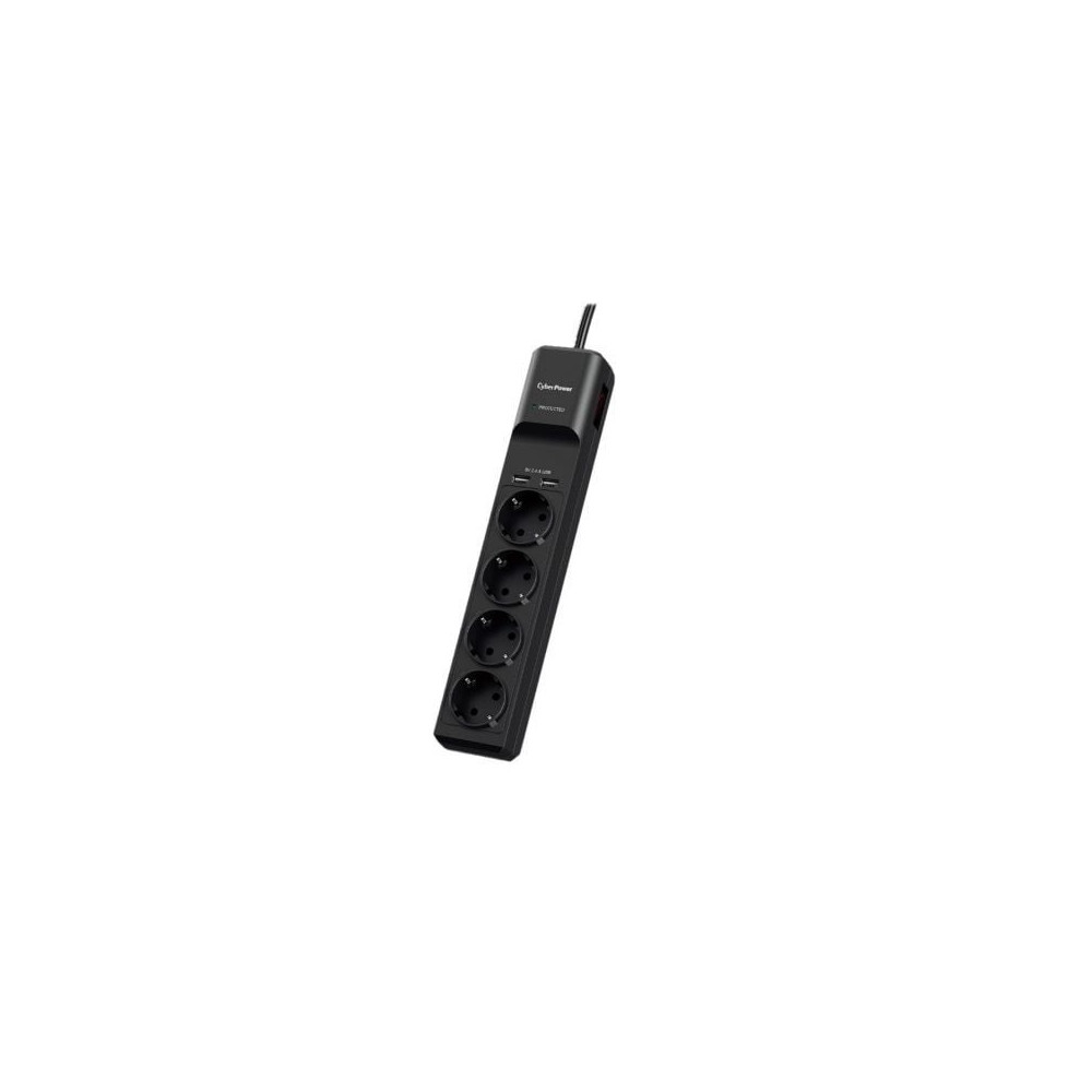 Regleta con interruptor Cyberpower P0420SUD0-DE/ 4 Tomas de corriente/ 2 USB/ Cable 1.8m/ Negra | Regletas