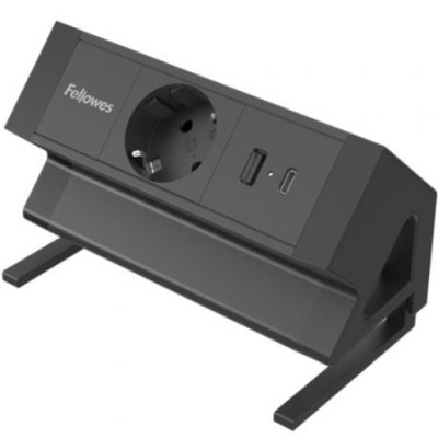Regleta Sobremesa Fellowes 100137172/ 1 Tomas de corriente/ 1 USB - 1 USB Tipo-C/ Cable 2m/ Negra | Regletas