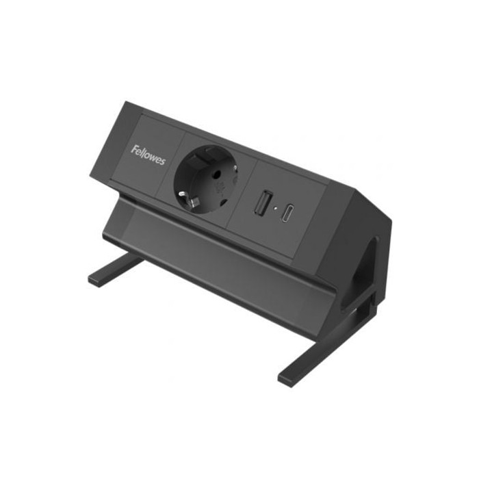 Regleta Sobremesa Fellowes 100137172/ 1 Tomas de corriente/ 1 USB - 1 USB Tipo-C/ Cable 2m/ Negra | Regletas