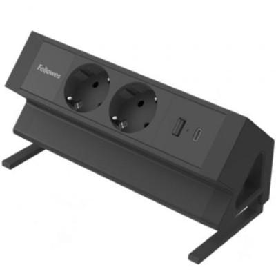Regleta Sobremesa Fellowes 100137182/ 2 Tomas de corriente/ 1 USB - 1 USB Tipo-C/ Cable 2m/ Negra | Regletas