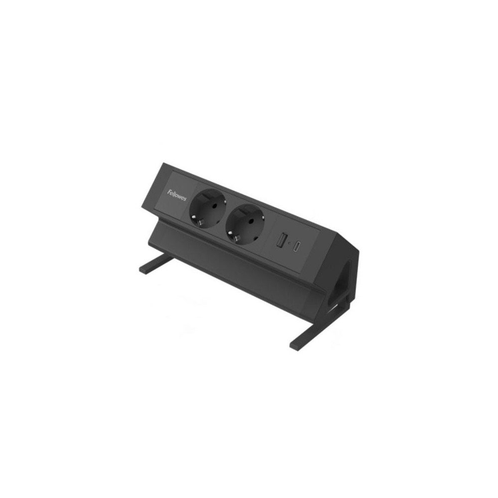 Regleta Sobremesa Fellowes 100137182/ 2 Tomas de corriente/ 1 USB - 1 USB Tipo-C/ Cable 2m/ Negra | Regletas