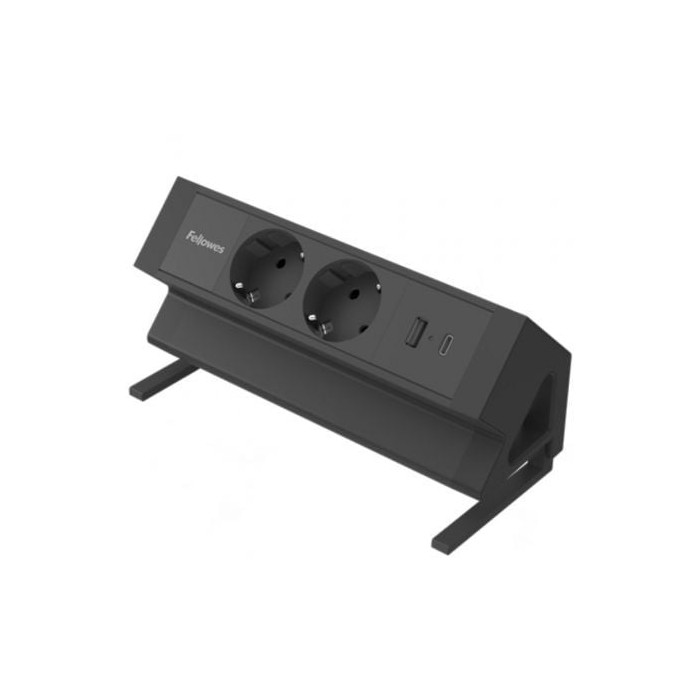 Regleta Sobremesa Fellowes 100137182/ 2 Tomas de corriente/ 1 USB - 1 USB Tipo-C/ Cable 2m/ Negra | Regletas