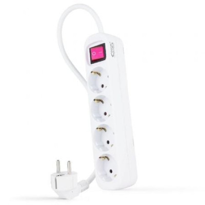 Regleta con Interruptor Nanocable 10.37.0004/ 4 Tomas de Corriente/ Cable 1.4m/ Blanca | Regletas