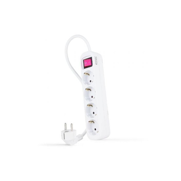 Regleta con Interruptor Nanocable 10.37.0004/ 4 Tomas de Corriente/ Cable 1.4m/ Blanca | Regletas