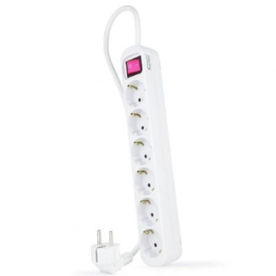 Regleta con Interruptor Nanocable 10.37.0006/ 6 Tomas de Corriente/ Cable 1.4m/ Blanca | Regletas
