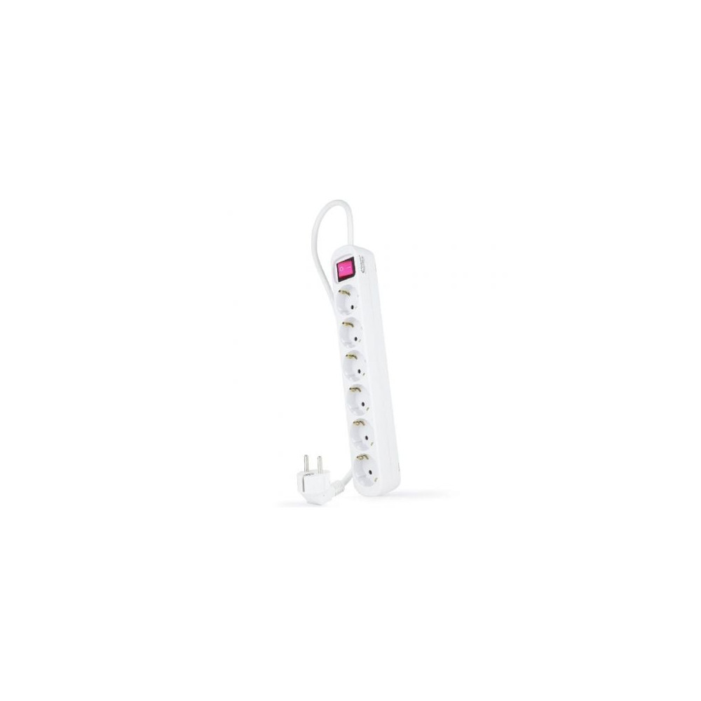Regleta con Interruptor Nanocable 10.37.0006/ 6 Tomas de Corriente/ Cable 1.4m/ Blanca | Regletas