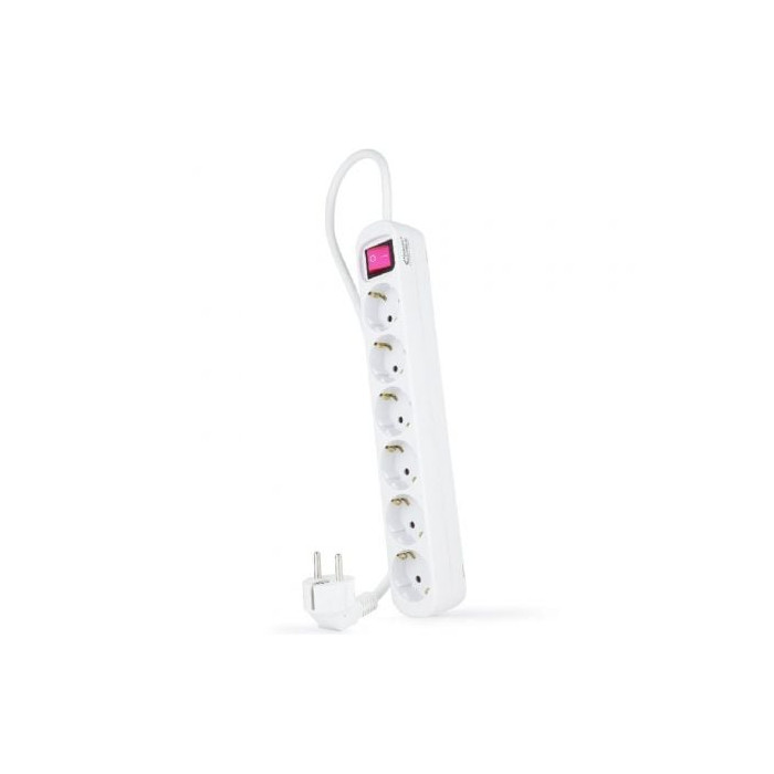 Regleta con Interruptor Nanocable 10.37.0006/ 6 Tomas de Corriente/ Cable 1.4m/ Blanca | Regletas