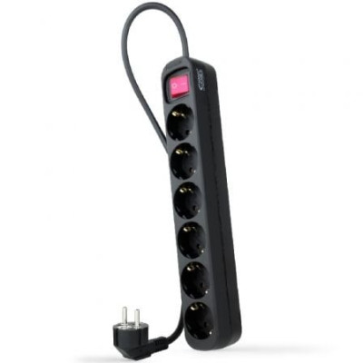 Regleta con Interruptor Nanocable 10.37.0006-BK/ 6 Tomas de Corriente/ Cable 1.4m/ Negro | Regletas