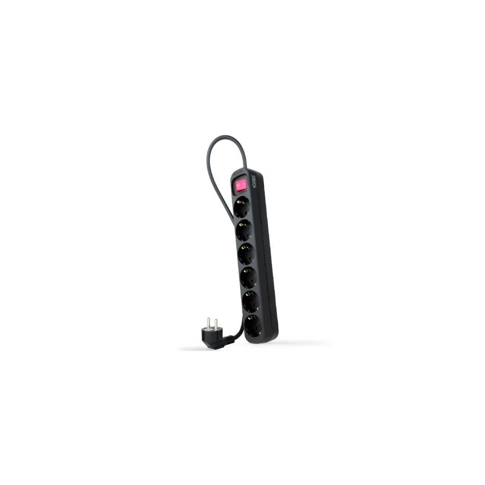 Regleta con Interruptor Nanocable 10.37.0006-BK/ 6 Tomas de Corriente/ Cable 1.4m/ Negro | Regletas