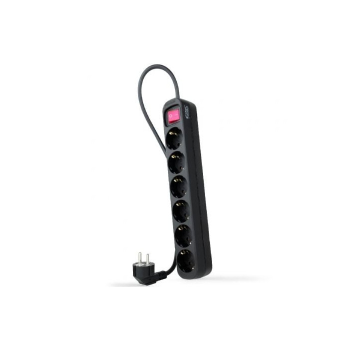 Regleta con Interruptor Nanocable 10.37.0006-BK/ 6 Tomas de Corriente/ Cable 1.4m/ Negro | Regletas