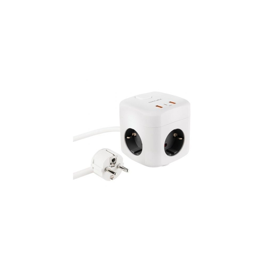 Regleta Nanocable 10.37.0011/ 3 Tomas de corriente/ 2 USB - 1 USB Tipo-C/ Cable 1.4m/ Blanca | Regletas