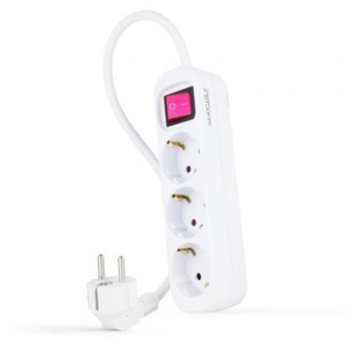 Regleta con Interruptor Nanocable 10.38.0003/ 3 Tomas de Corriente/ Cable 1.4m/ Blanca | Regletas