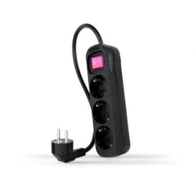 Regleta con Interruptor Nanocable 10.38.0003-BK/ 3 Tomas de Corriente/ Cable 1.4m/ Negra | Regletas