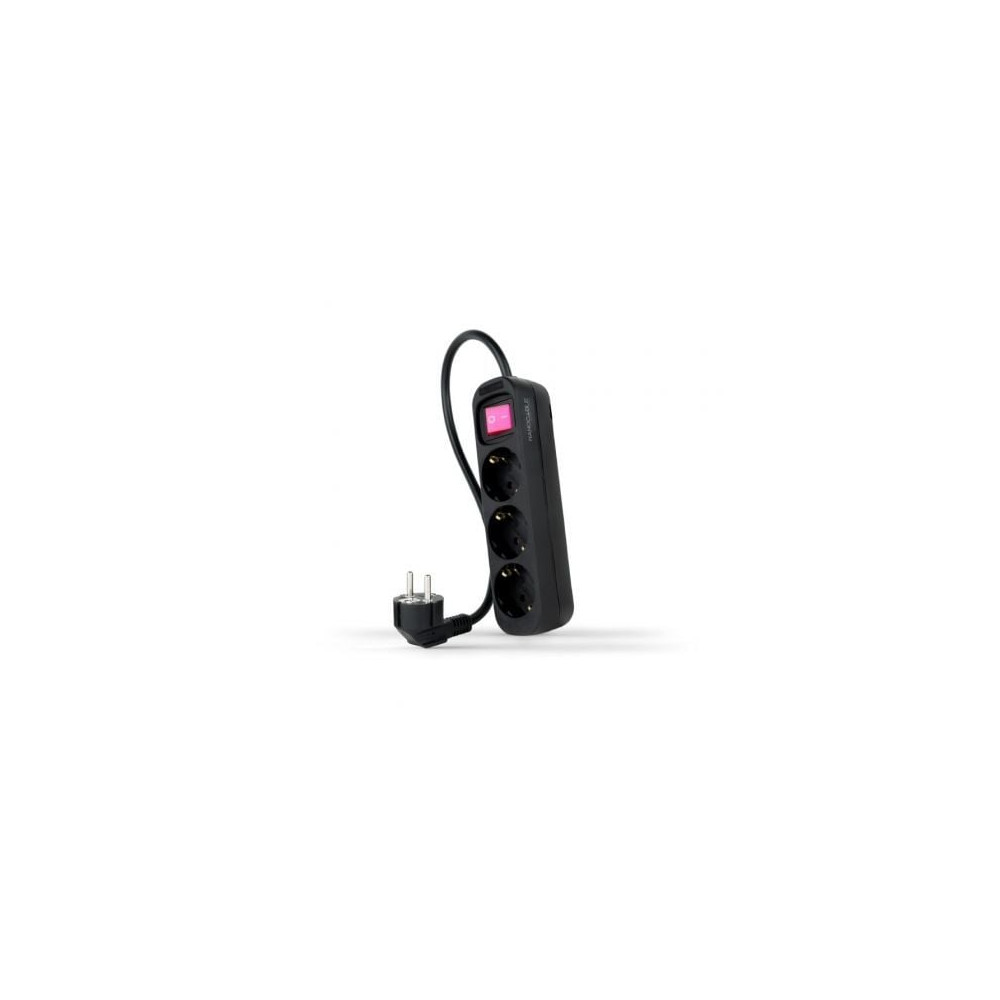 Regleta con Interruptor Nanocable 10.38.0003-BK/ 3 Tomas de Corriente/ Cable 1.4m/ Negra | Regletas