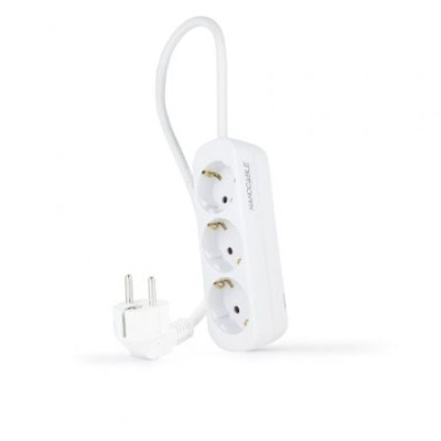 Regleta Nanocable 10.38.0003-NS/ 3 Tomas de Corriente/ Cable 1.4m/ Blanca | Regletas