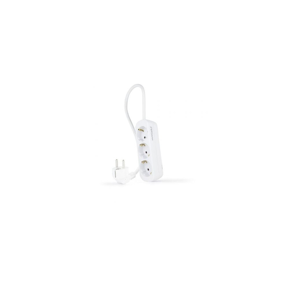Regleta Nanocable 10.38.0003-NS/ 3 Tomas de Corriente/ Cable 1.4m/ Blanca | Regletas