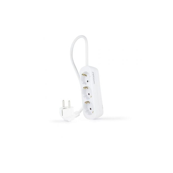 Regleta Nanocable 10.38.0003-NS/ 3 Tomas de Corriente/ Cable 1.4m/ Blanca | Regletas