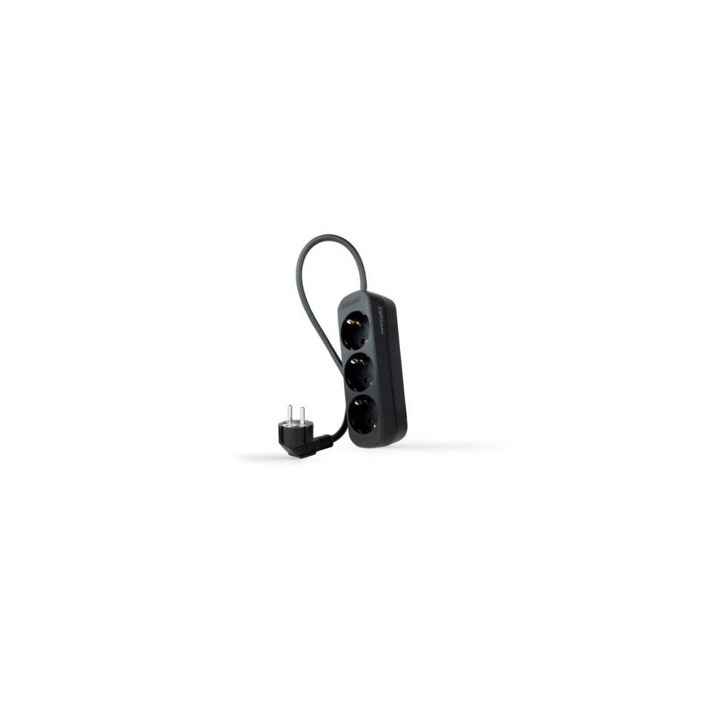 Regleta Nanocable 10.38.0003-NS-BK/ 3 Tomas de Corriente/ Cable 1.4m/ Negra | Regletas