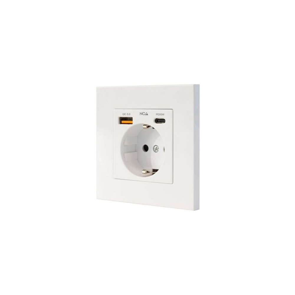 Roseta de Pared Nanocable 10 35 0011/ 1 Schuko/ 1 USB Tipo-C/ 1 USB | Enchufes