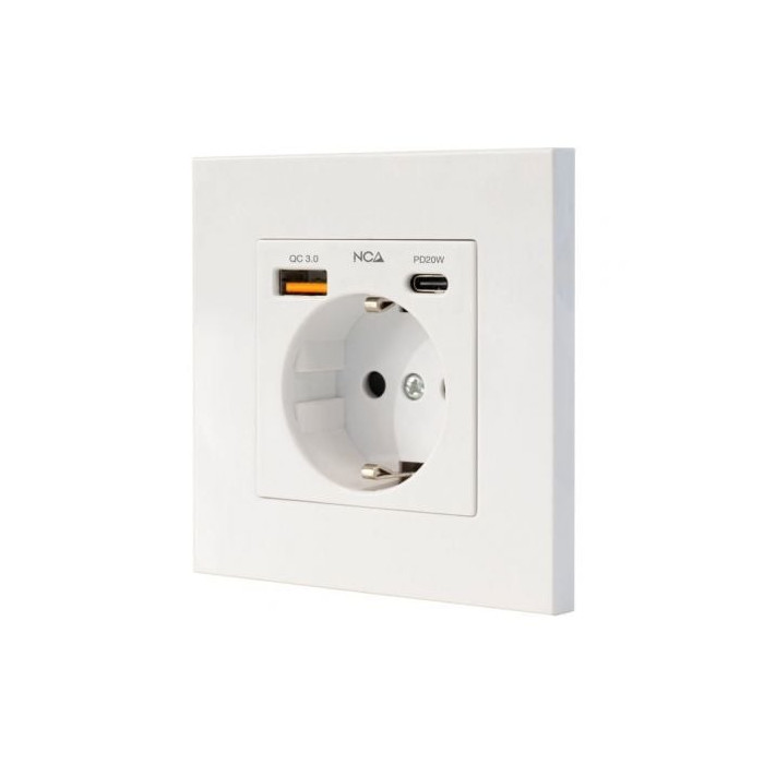 Roseta de Pared Nanocable 10 35 0011/ 1 Schuko/ 1 USB Tipo-C/ 1 USB | Enchufes