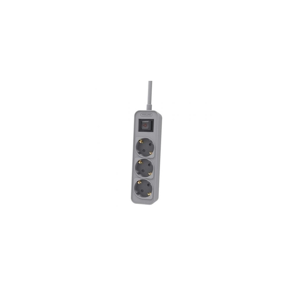 Regleta con Interruptor Philips CHP2134G/ 3 Tomas de corriente/ Cable 1.5m/ Gris | Regletas