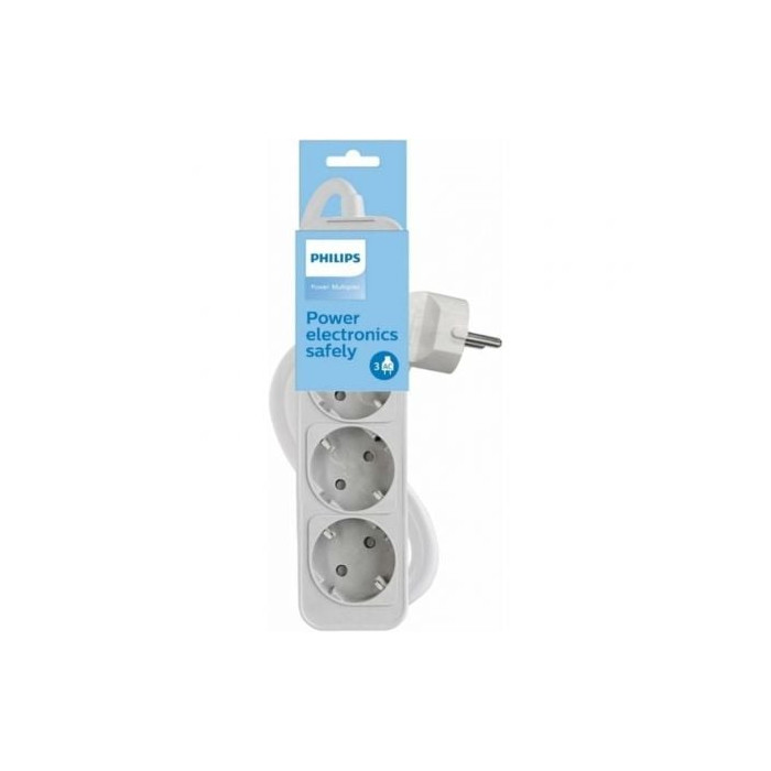 Regleta con Interruptor Philips CHP2134W/12/ 3 Tomas de corriente/ Cable 1.5m/ Blanco | Regletas