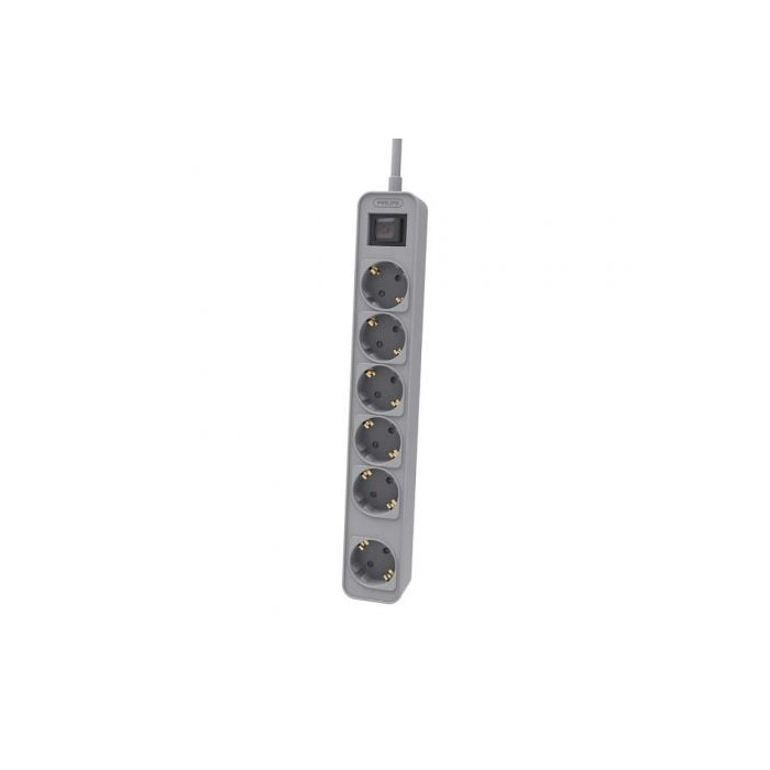 Regleta con Interruptor Philips CHP2164G/10/ 6 Tomas de corriente/ Cable 1.5m/ Gris | Regletas