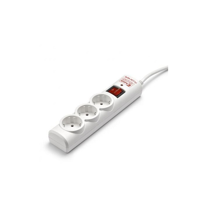 Regleta con interruptor Salicru SPS SAFE 3/ 3 Tomas de corriente/ Cable 1.5m/ Blanca | Regletas