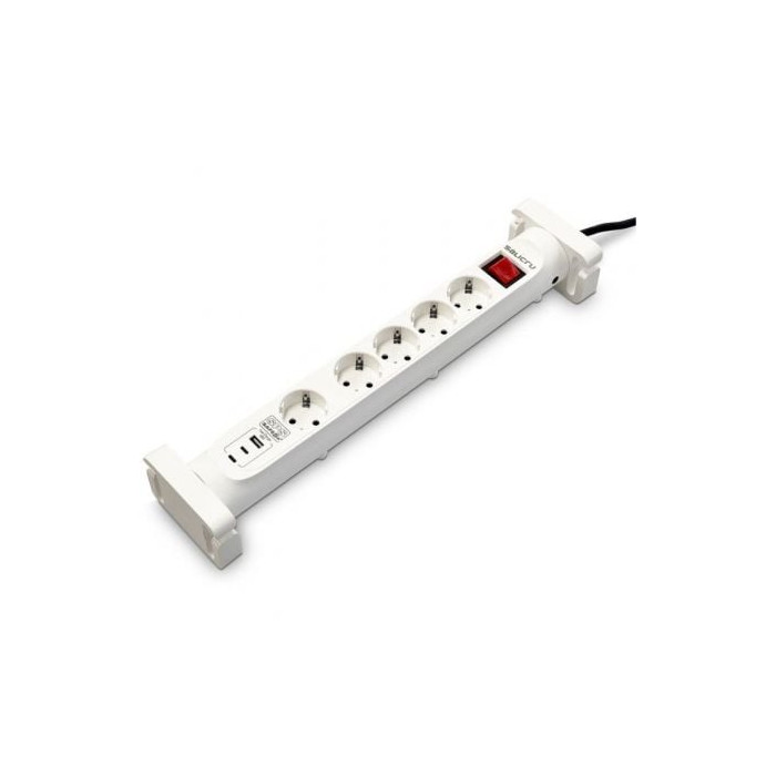 Regleta con interruptor Salicru SAFE 5S+/ 4 Tomas de corriente/ 1 Master/ 2 USB Tipo-C/ 1 USB/ Cable 1.4m/ Blanca | Regletas