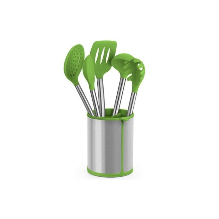 Set 5 Utensilios Bra Prior A197011/ Bote Porta Utensilios/ Espátula/ Cuchara/ Pasta/ Cazo/ Espumadera/ Cucharón | Utensilios