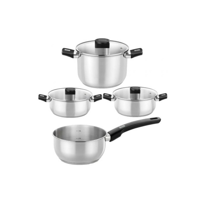 Pack Batería de Cocina Elite Monix M240001/ Cazo Ø14cm/ Ollas Ø24cm/ Cacerolas Ø20 - 24cm/ Acero Inoxidable/ Apta para Inducción