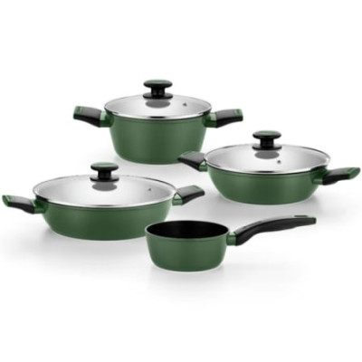 Pack Batería de Cocina Monix Forest M509900/ Cazo Ø16cm/ Cacerolas bajas Ø24 - 28cm/ Cacerolas Ø20cm/ Acero Inoxidable/ Apta par