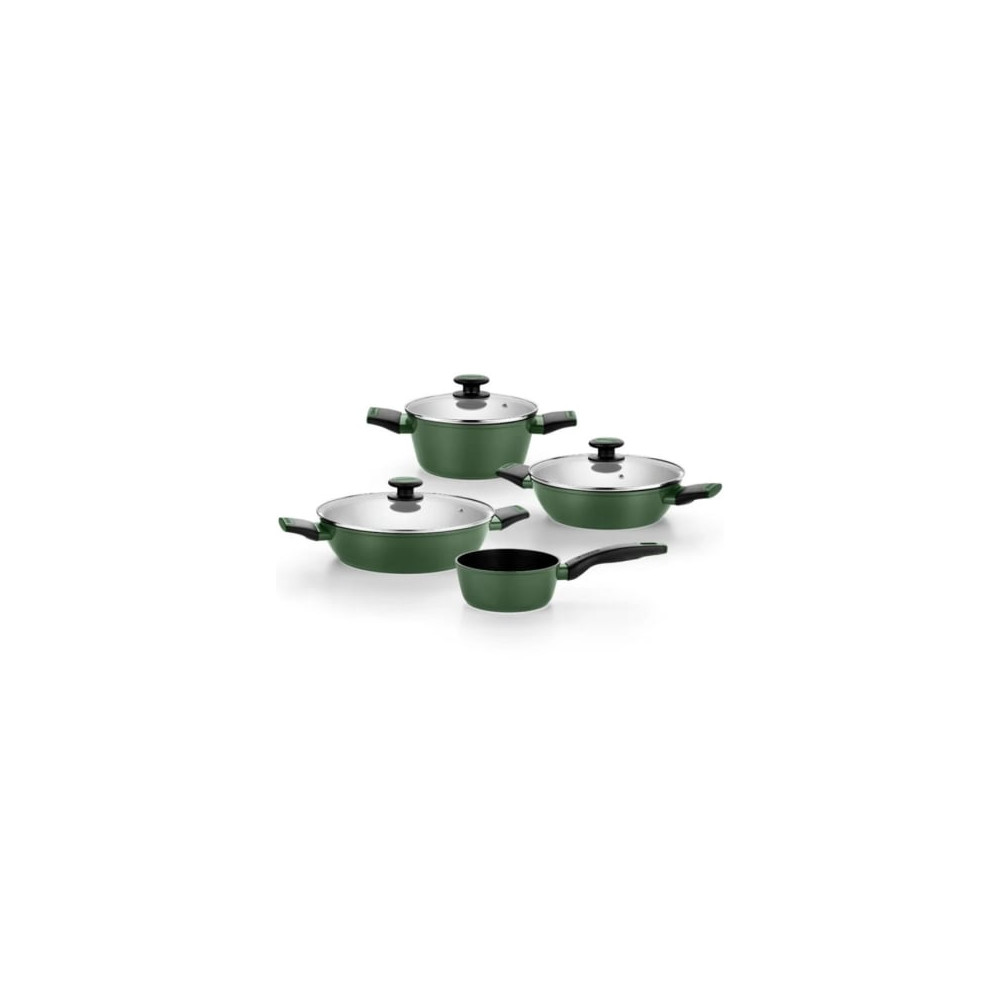 Pack Batería de Cocina Monix Forest M509900/ Cazo Ø16cm/ Cacerolas bajas Ø24 - 28cm/ Cacerolas Ø20cm/ Acero Inoxidable/ Apta par