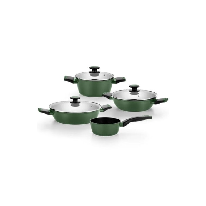 Pack Batería de Cocina Monix Forest M509900/ Cazo Ø16cm/ Cacerolas bajas Ø24 - 28cm/ Cacerolas Ø20cm/ Acero Inoxidable/ Apta par