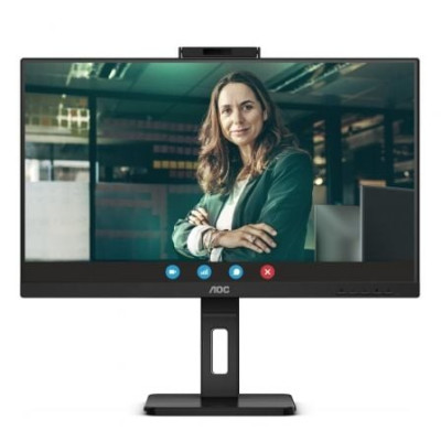 Monitor Profesional AOC 24P3QW 23.8'/ Full HD/ Webcam/ Multimedia/ Regulable en altura/ Negro | Monitores