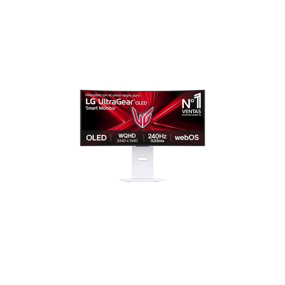 Smart Monitor Gaming Ultrapanorámico Curvo LG UltraGear 34GX90SA-W 34'/ WQHD/ Multimedia/ 0.03ms/ 240Hz/ OLED/ Regulable en altu