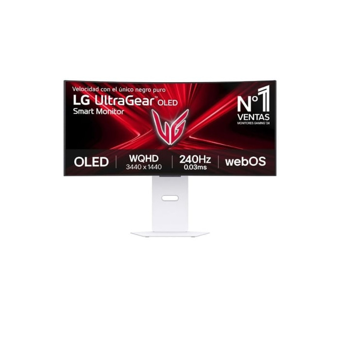 Smart Monitor Gaming Ultrapanorámico Curvo LG UltraGear 34GX90SA-W 34'/ WQHD/ Multimedia/ 0.03ms/ 240Hz/ OLED/ Regulable en altu