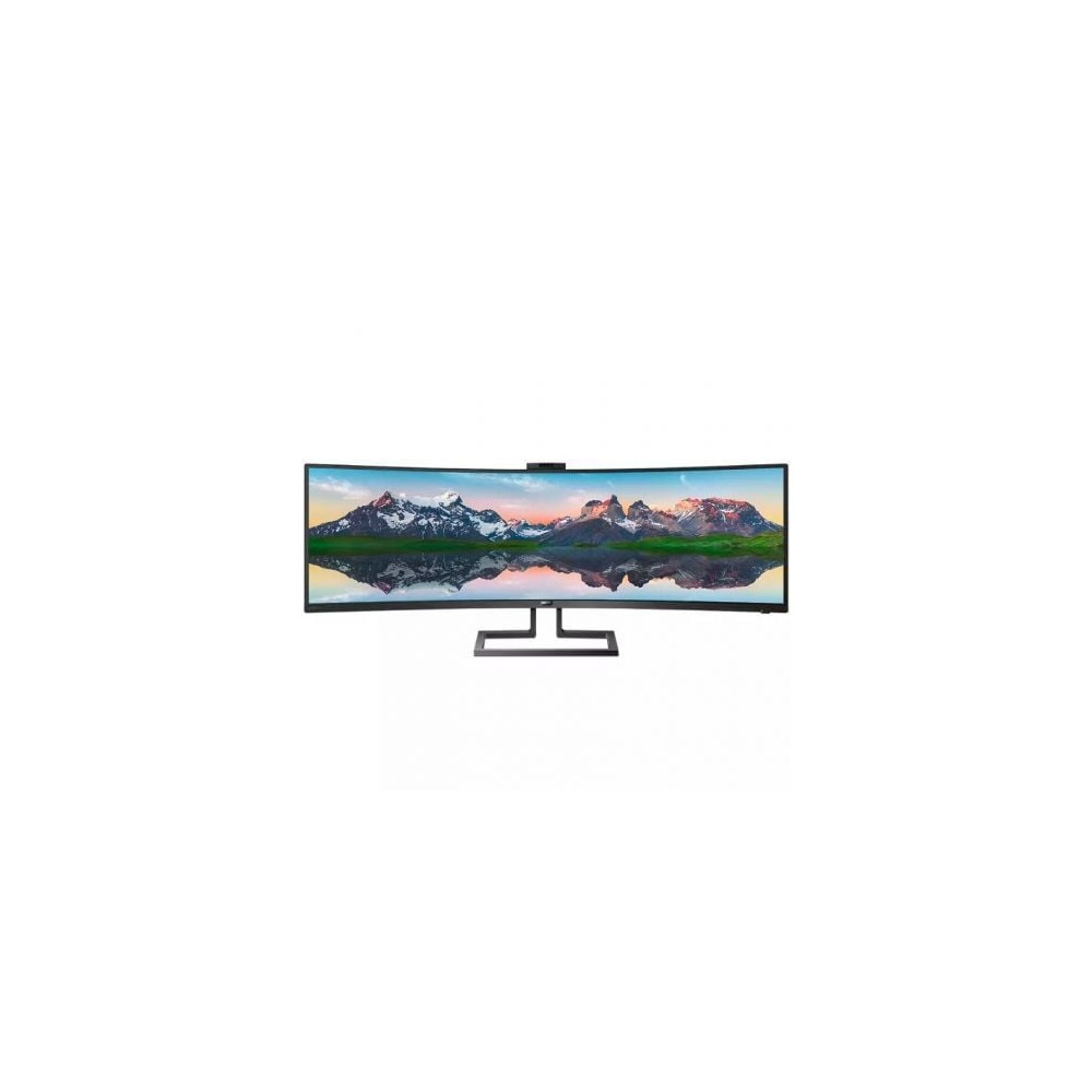 Monitor Profesional Ultrapanorámico Curvo Philips 499P9H 48.8'/ Dual QHD/ Webcam/ Multimedia/ Regulable en altura/ Negro | Monit