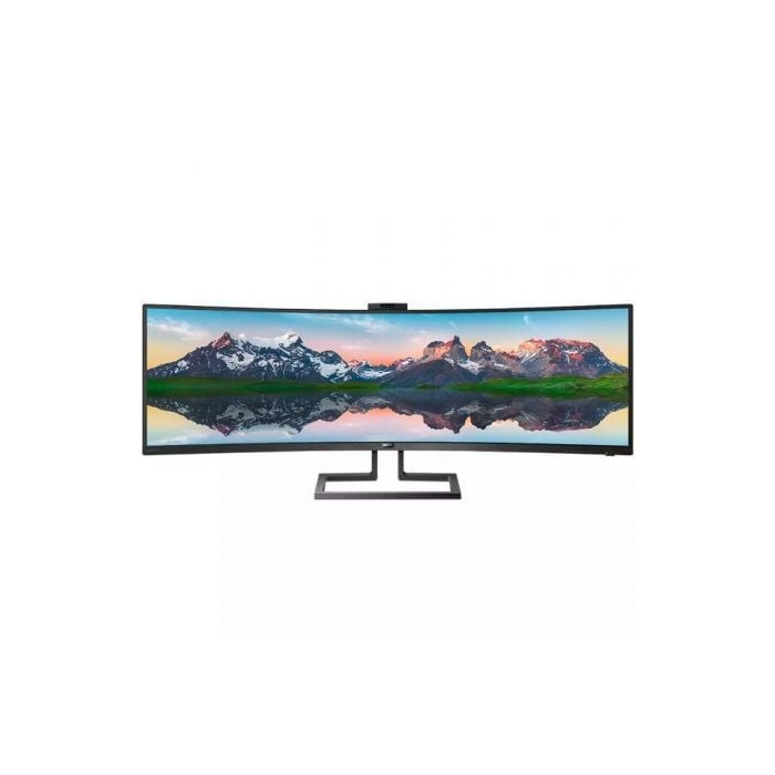 Monitor Profesional Ultrapanorámico Curvo Philips 499P9H 48.8'/ Dual QHD/ Webcam/ Multimedia/ Regulable en altura/ Negro | Monit