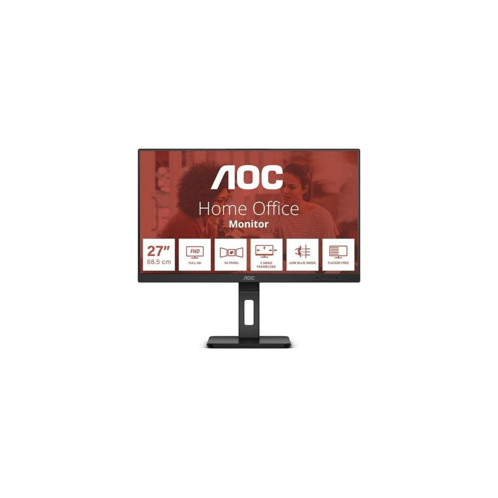 Monitor Profesional AOC 27E3QAF 27'/ Full HD/ Multimedia/ Regulable en altura/ Negro | Monitores