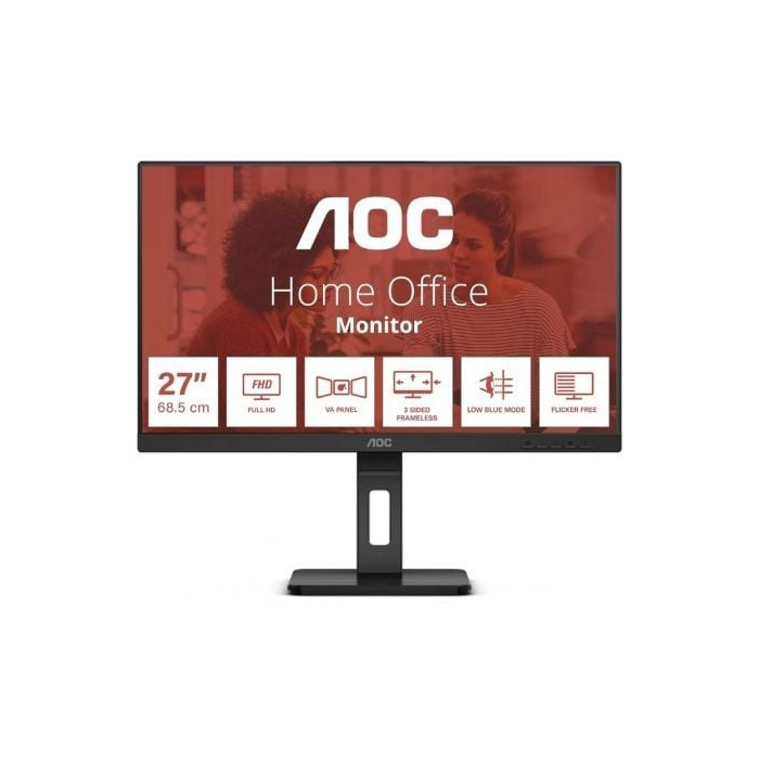 Monitor Profesional AOC 27E3QAF 27'/ Full HD/ Multimedia/ Regulable en altura/ Negro | Monitores