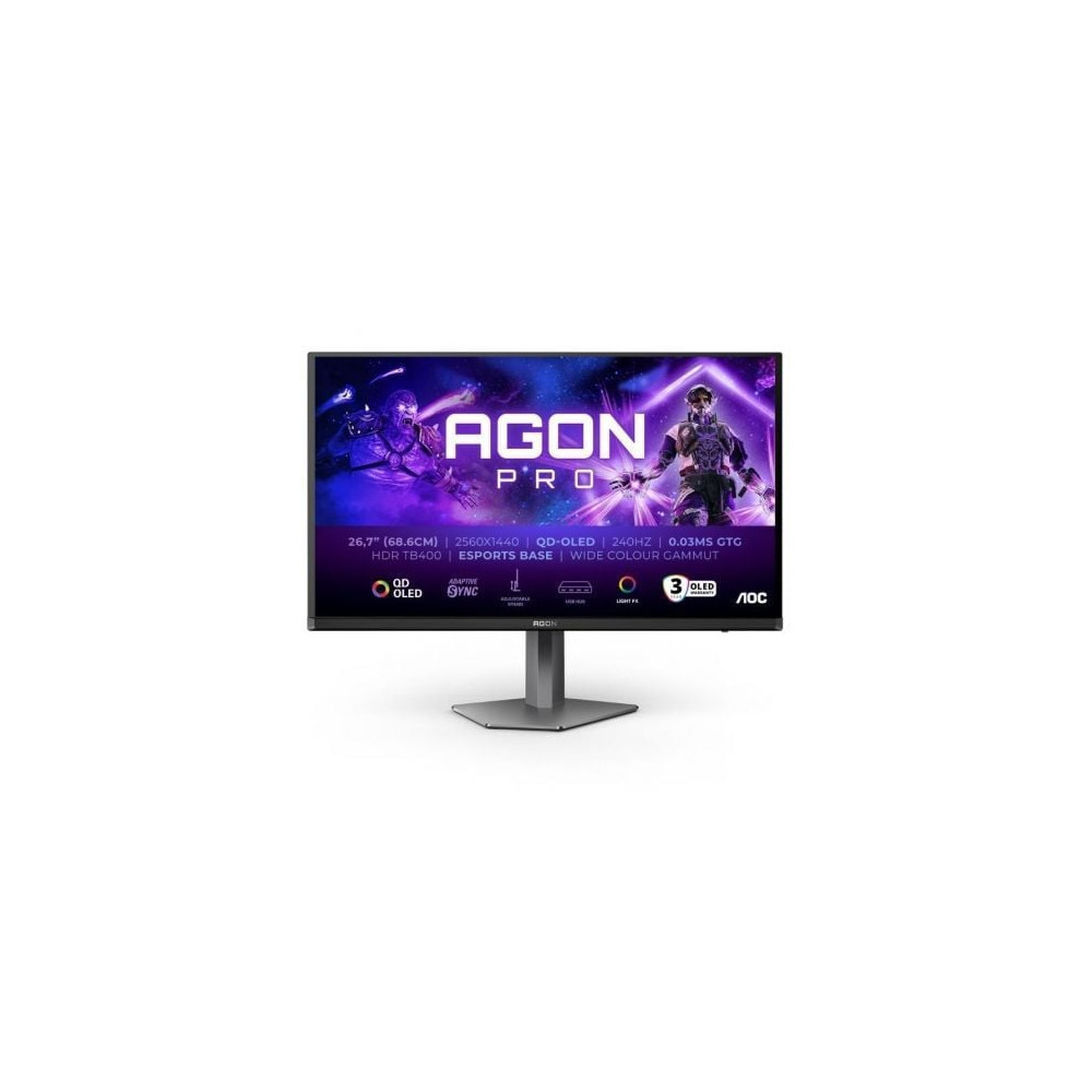 Monitor Gaming AOC AG276QZD2 26.5'/ WQHD/ Multimedia/ 0.03ms/ 240Hz/ QD-OLED/ Regulable en altura/ Negro | Monitores