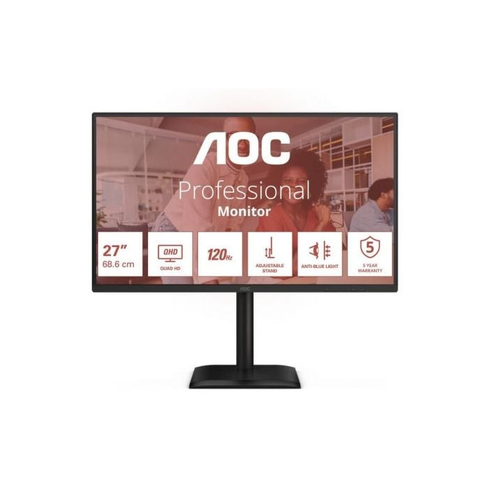 Monitor Profesional AOC Q27E4CV 27'/ QHD/ Multimedia/ Regulable en altura/ Negro | Monitores
