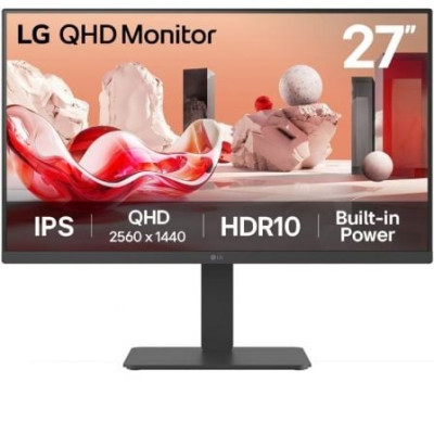 Monitor Profesional LG 27BA45QB-B 27'/ QHD/ Multimedia/ Regulable en altura/ Negro | Monitores