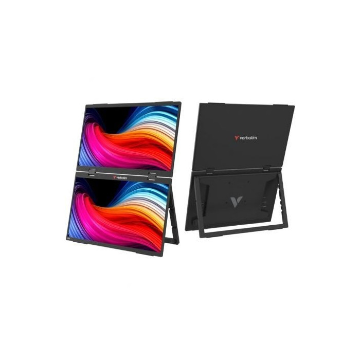 Monitor Portátil Táctil Verbatim Duo Essentials 15.6' + 15.6'/ Full HD/ Multimedia/ Negro | Monitores