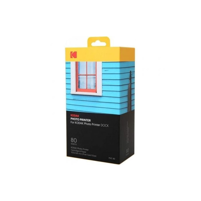 Papel Fotográfico + Cartuchos para Kodak Dock PD450 y KD600/ 4'x6'/ 80 Hojas | Papel de Impresión
