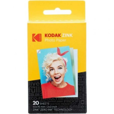 Papel Fotográfico para Cámara Printomatic y STEP Touch Kodak Zink/ 2'x3'/ 20g/ 20 Hojas | Papel de Impresión