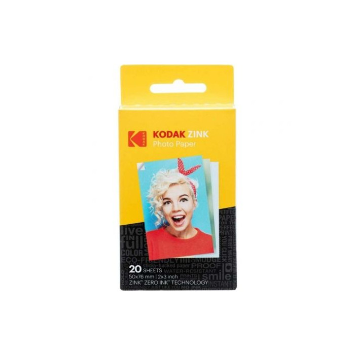 Papel Fotográfico para Cámara Printomatic y STEP Touch Kodak Zink/ 2'x3'/ 20g/ 20 Hojas | Papel de Impresión