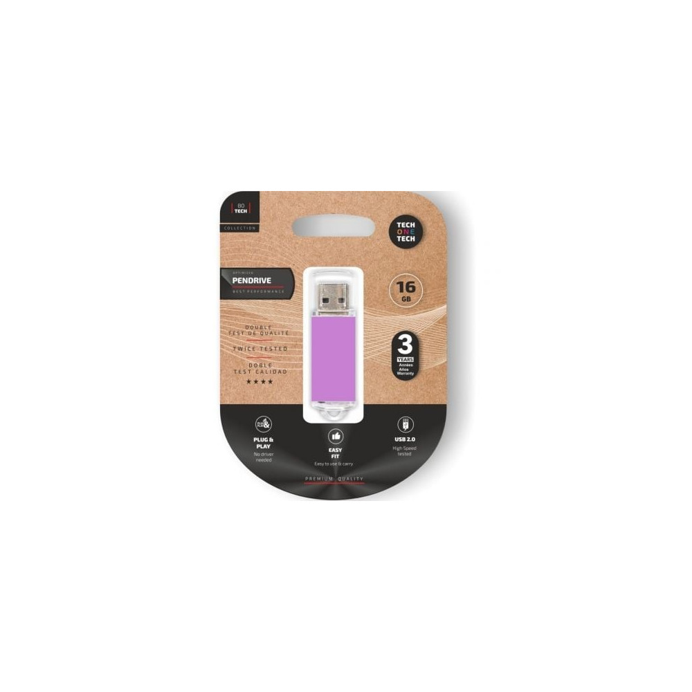 Pendrive 16GB Tech One Tech Basic USB 2.0/ Púrpura Claro | Memorias USB