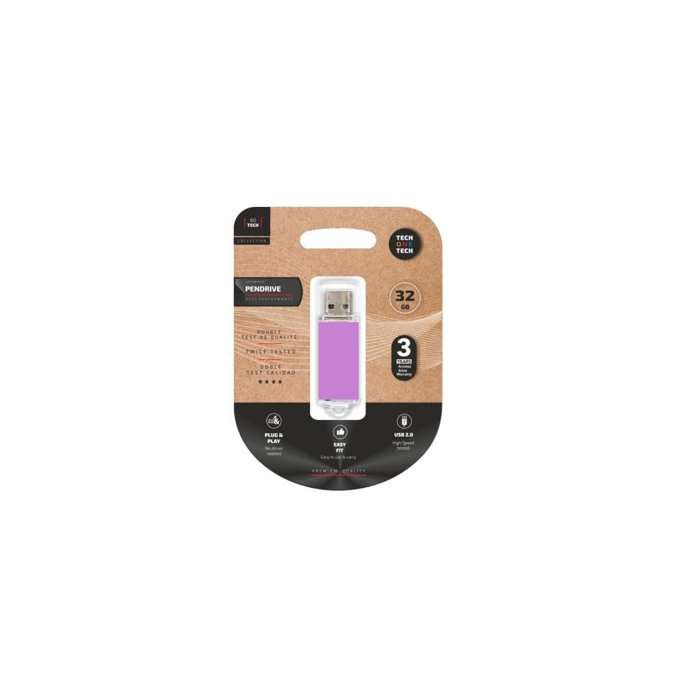 Pendrive 32GB Tech One Tech Basic USB 2.0/ Púrpura Claro | Memorias USB